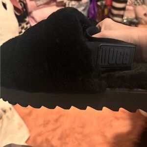 UGG Black Fluffy Footwear